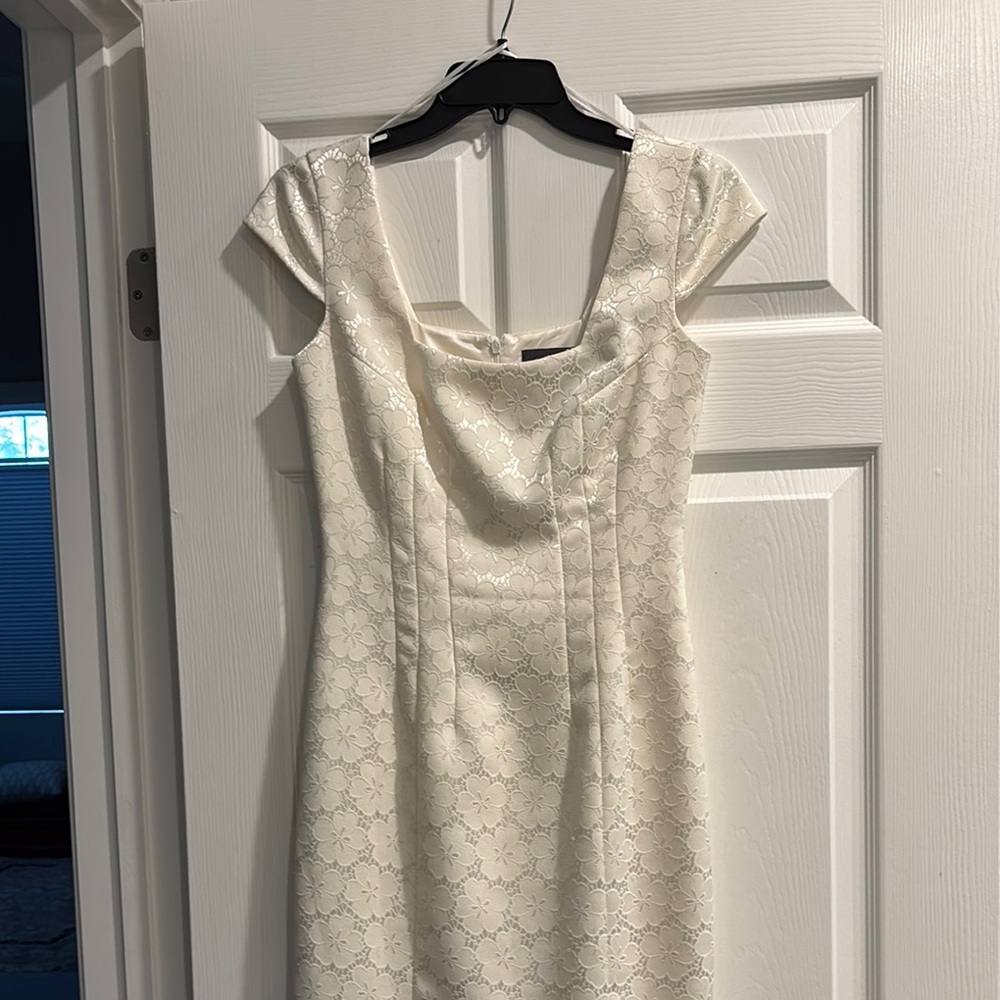 JAYGODFREY Cream Sheath Dress with Cap Sleeves for Weddings